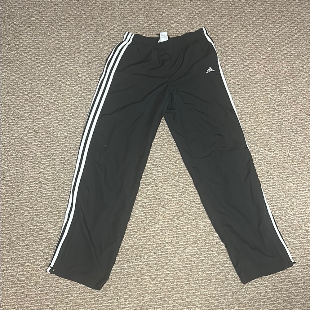Adidas Black and White Sweatpants with Classic Stripes